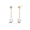 Thumbnail Image 1 of Baroque Cultured Pearl & White Lab-Created Sapphire Chain Drop Earrings in Sterling Silver with 24K Gold Plate