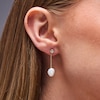 Thumbnail Image 2 of Baroque Cultured Pearl & White Lab-Created Sapphire Chain Drop Earrings in Sterling Silver with 24K Gold Plate