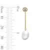Thumbnail Image 3 of Baroque Cultured Pearl & White Lab-Created Sapphire Chain Drop Earrings in Sterling Silver with 24K Gold Plate