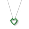 Thumbnail Image 1 of Lab-Created Emerald Heart Outline Necklace in Sterling Silver - 18"
