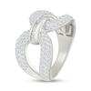 Thumbnail Image 3 of 1.23 CT. T.W. Baguette and Round Certified Lab-Grown Diamond Knot Fashion Ring in Sterling Silver (I/SI2)