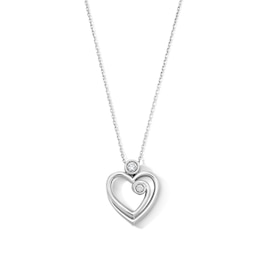 0.10 CT. T.W. Certified Lab-Grown Diamond Swirl Heart Necklace in Sterling Silver (F/SI2) - 18"