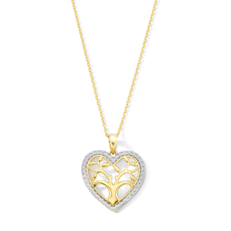 0.23 CT. T.W. Certified Lab-Grown Diamond Family Tree Necklace in Sterling Silver with 14K Gold Plate (F/SI2) - 18"