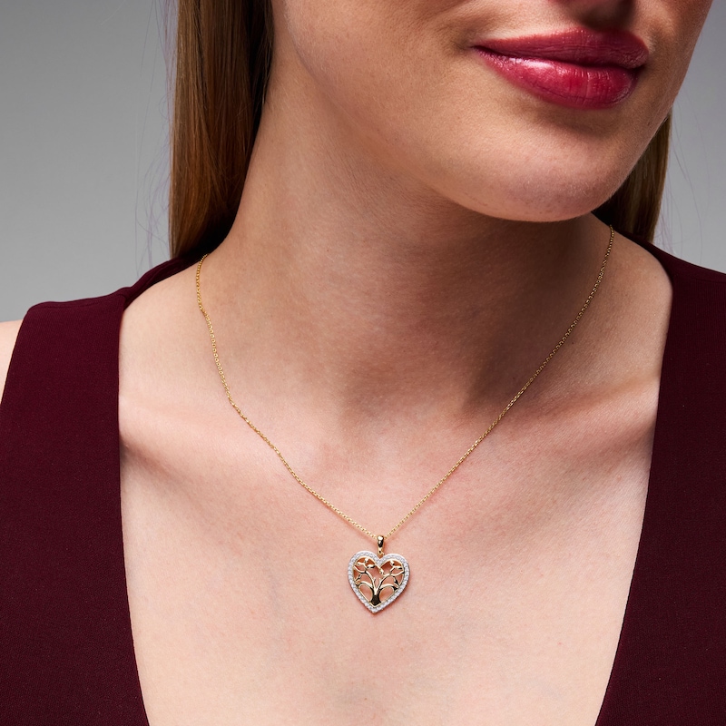 0.23 CT. T.W. Certified Lab-Grown Diamond Family Tree Necklace in Sterling Silver with 14K Gold Plate (F/SI2) - 18"