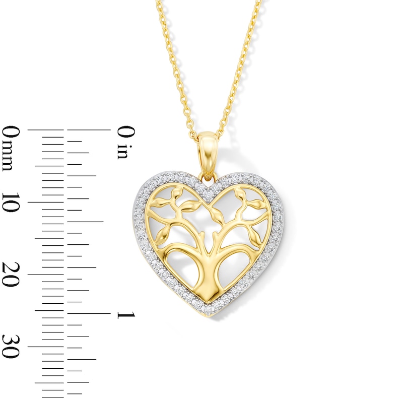 0.23 CT. T.W. Certified Lab-Grown Diamond Family Tree Necklace in Sterling Silver with 14K Gold Plate (F/SI2) - 18"