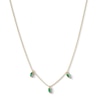 Thumbnail Image 1 of Marquise-Cut Lab-Created Emerald Three-Stone Dangle Necklace in Sterling Silver with 24K Gold Plate - 18"