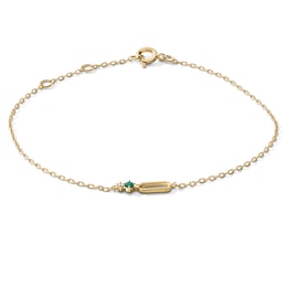 Lab-Created Emerald and Certified Lab-Grown Diamond Accent Bracelet in 10K Gold (F/SI2) - 7.25"