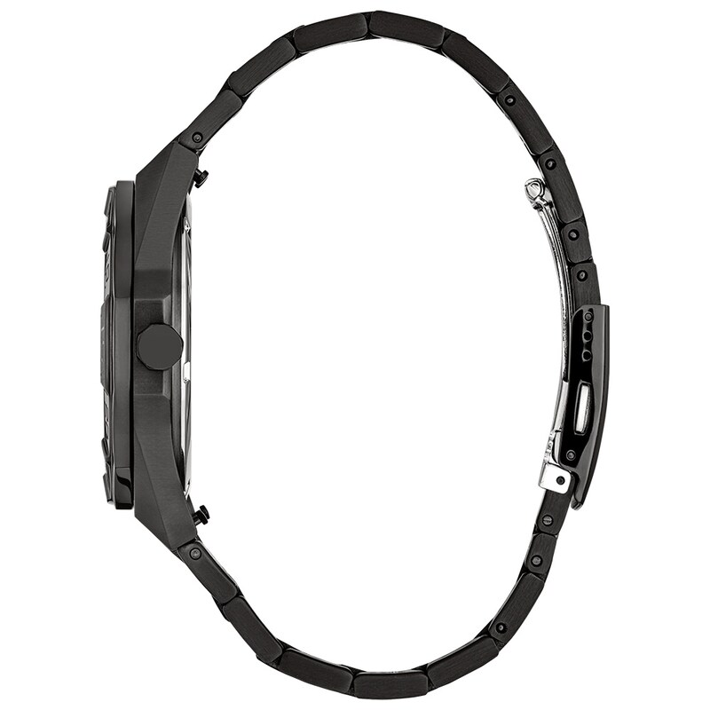 Men's Citizen Eco-Drive® Brycen Black IP Stainless Steel Analog Watch with Black Dial (Model: AW1855-52E)