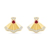 Thumbnail Image 1 of Certified Ruby and 0.20 CT. T.W. Lab-Grown Diamond Fan Earrings in Sterling Silver with 18K Yellow Gold Plate (F/VS2)