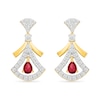 Thumbnail Image 1 of Pear-Shaped Certified Ruby and 0.40 CT. T.W. Lab-Grown Diamond Earrings in Sterling Silver with 18K Gold Plate (F/VS2)