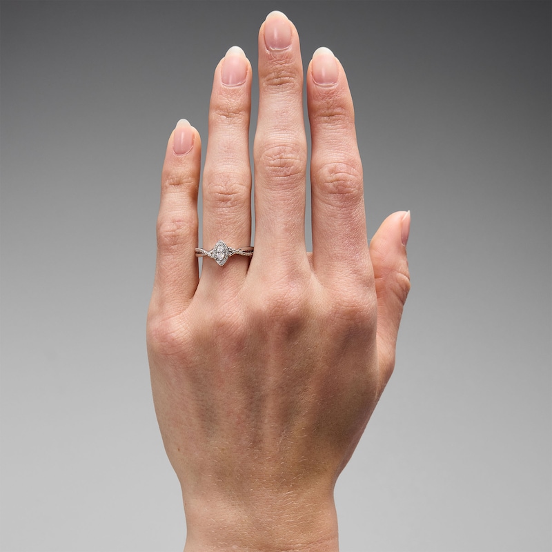 0.20 CT. T.W. Marquise-Cut Lab-Grown Diamond Frame Promise Ring 10K White Gold (F/VS2)