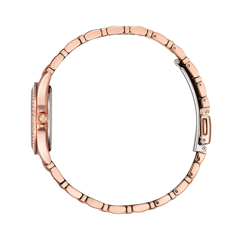 Citizen Ladies Crystal Eco-Drive Watch 28mm Pink Gold-Tone Stainless Steel Case and Bracelet with White Dial and matching bracelet (EW1847-60Y)
