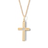 Thumbnail Image 1 of 0.06 CT. T.W. Certified Lab-Grown Diamond Cross Necklace in Sterling Silver with 14K Gold Plate (F/VS2) - 22"