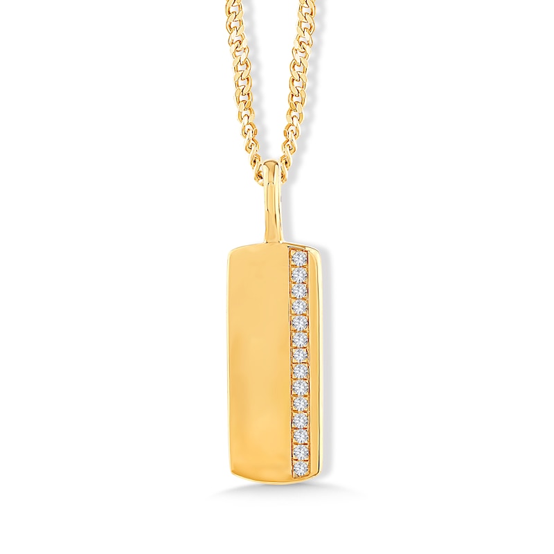 Main Image 1 of 0.085 CT. T.W. Certified Lab-Grown Diamond Pavé Tag Necklace in Sterling Silver with 14K Gold Plate (F/VS2) - 22"
