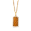 Thumbnail Image 1 of Tiger's Eye Quartz and 0.18 CT. T.W. Lab-Grown Diamond Tag Necklace in Sterling Silver with 14K Gold Plate (F/VS2) - 22"