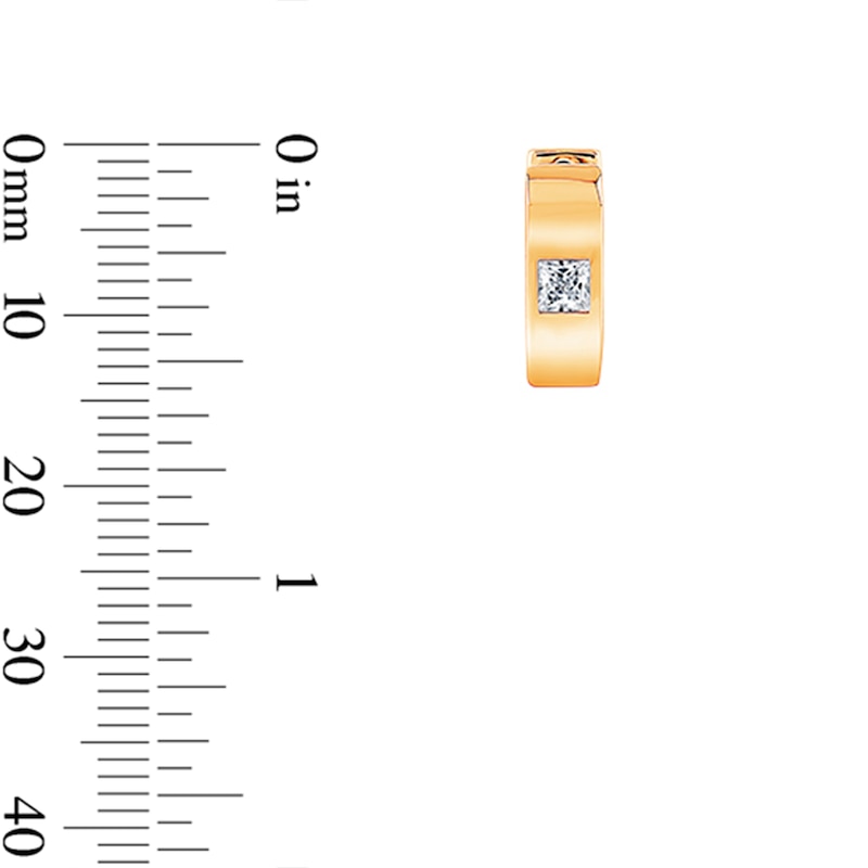 Main Image 2 of 0.37 CT. T.W. Square-Cut Certified Lab-Grown Diamond Huggie Hoop Earrings in Sterling Silver with 14K Gold Plate (F/VS2)