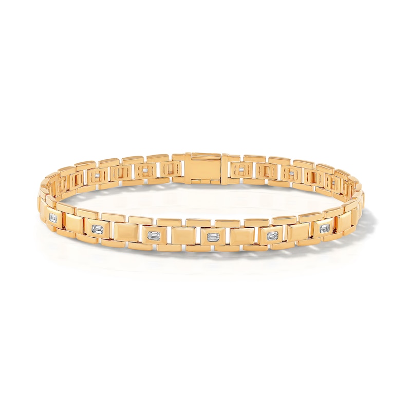 Main Image 1 of 1.23 CT. T.W. Emerald-Cut Certified Lab-Grown Diamond Bracelet in Sterling Silver with 14K Gold Plate (F/VS2) - 8.25"