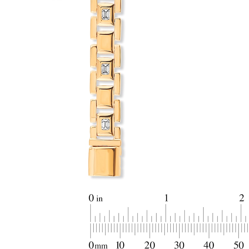 Main Image 2 of 1.23 CT. T.W. Emerald-Cut Certified Lab-Grown Diamond Bracelet in Sterling Silver with 14K Gold Plate (F/VS2) - 8.25"