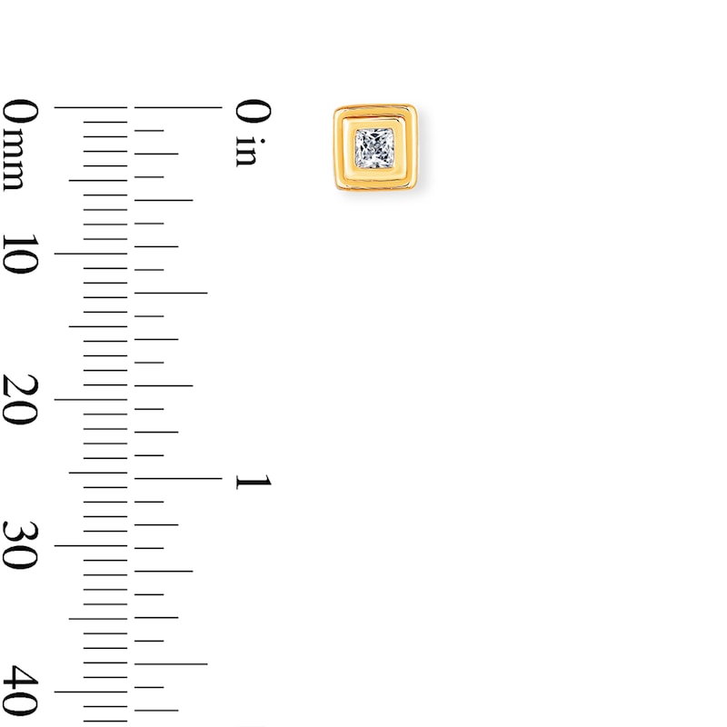 0.18 CT. T.W. Square-Cut Certified Lab-Grown Diamond Solitaire Earrings in Sterling Silver with 14K Gold Plate (F/VS2)