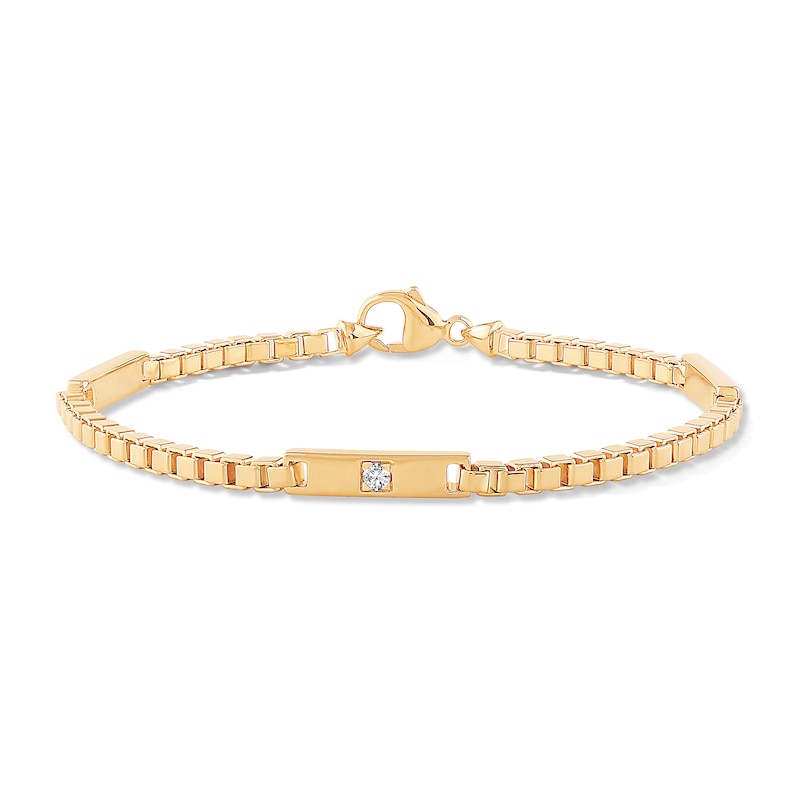 Main Image 1 of 0.18 CT. T.W. Certified Lab-Grown Diamond Pavé Box Chain Bracelet in Sterling Silver with 14K Gold Plate (F/VS2) - 8.25"