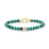 Thumbnail Image 1 of 6.0mm Malachite Bead and Lab-Grown Diamond Accent Bracelet in Sterling Silver with 14K Gold Plate (F/VS2) - 8.25"