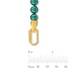 Thumbnail Image 3 of 6.0mm Malachite Bead and Lab-Grown Diamond Accent Bracelet in Sterling Silver with 14K Gold Plate (F/VS2) - 8.25"