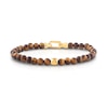 Thumbnail Image 1 of 6.0mm Tiger's Eye Quartz Bead and Lab-Grown Diamond Accent Bracelet in Sterling Silver with 14K Gold Plate - 8.25"