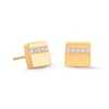 Thumbnail Image 1 of 0.085 CT. T.W. Certified Lab-Grown Diamond Pavé Square Stud Earrings in Sterling Silver with 14K Gold Plate (F/VS2)