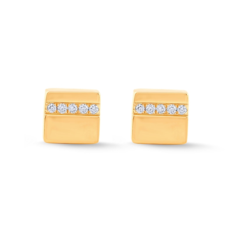 Main Image 2 of 0.085 CT. T.W. Certified Lab-Grown Diamond Pavé Square Stud Earrings in Sterling Silver with 14K Gold Plate (F/VS2)