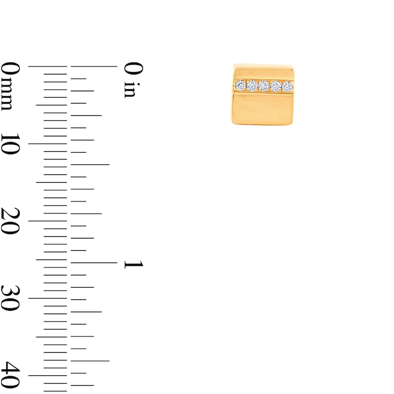 Main Image 3 of 0.085 CT. T.W. Certified Lab-Grown Diamond Pavé Square Stud Earrings in Sterling Silver with 14K Gold Plate (F/VS2)