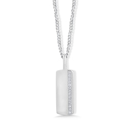 0.08 CT. T.W. Certified Lab-Grown Diamond Dog Tag Necklace in Sterling Silver (F/VS2) - 22"