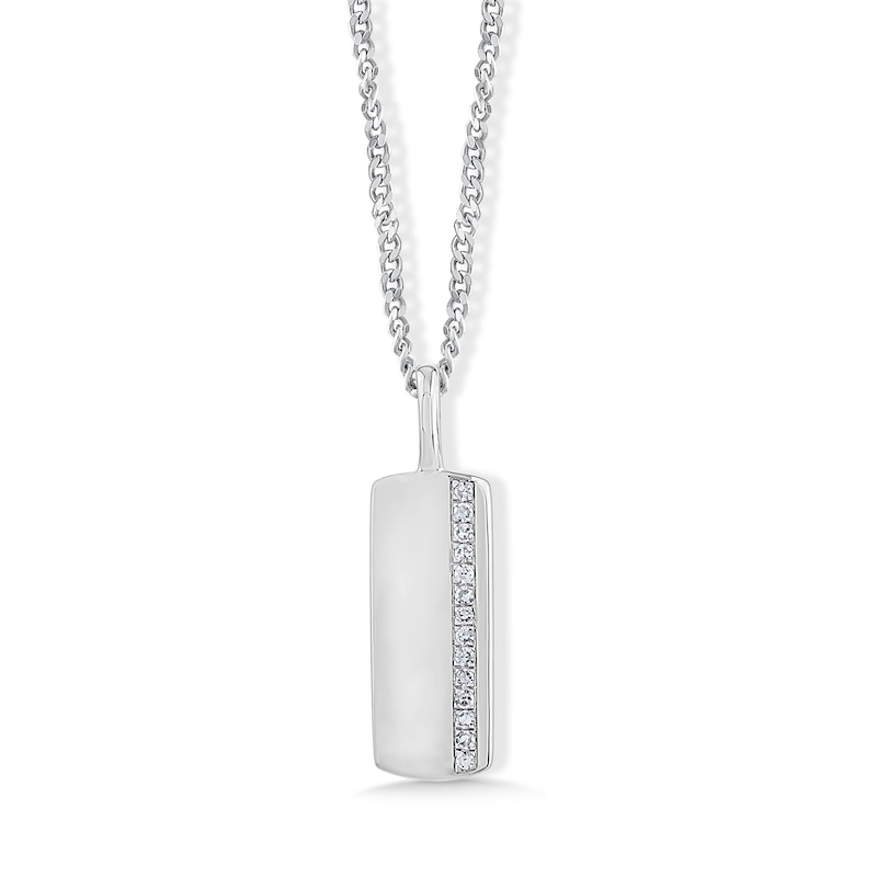 0.08 CT. T.W. Certified Lab-Grown Diamond Dog Tag Necklace in Sterling Silver (F/VS2) - 22"