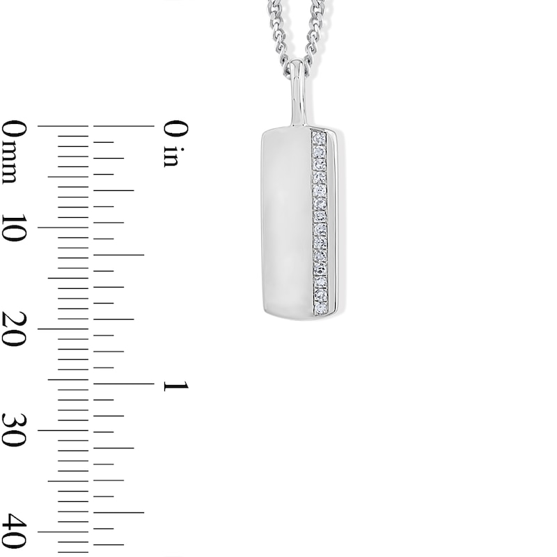 Main Image 2 of 0.08 CT. T.W. Certified Lab-Grown Diamond Dog Tag Necklace in Sterling Silver (F/VS2) - 22"