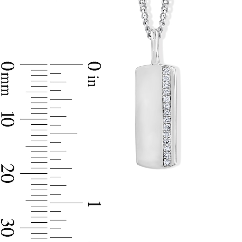 Main Image 3 of 0.08 CT. T.W. Certified Lab-Grown Diamond Dog Tag Necklace in Sterling Silver (F/VS2) - 22"
