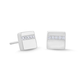 0.08 CT. T.W. Certified Lab-Grown Diamond Square Stud Earrings in Sterling Silver (F/VS2)