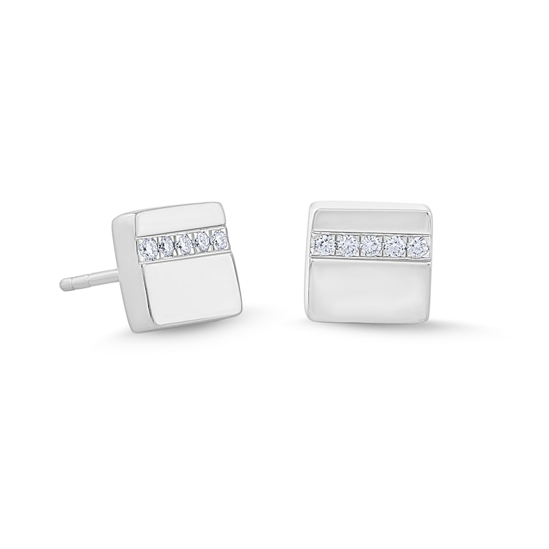 0.08 CT. T.W. Certified Lab-Grown Diamond Square Stud Earrings in Sterling Silver (F/VS2)