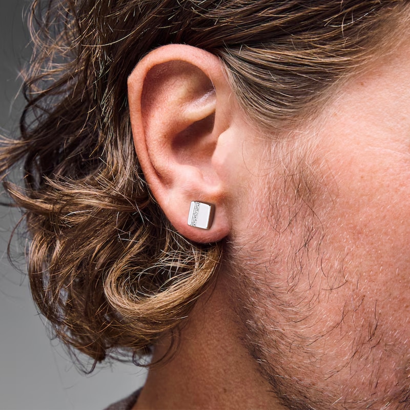 0.08 CT. T.W. Certified Lab-Grown Diamond Square Stud Earrings in Sterling Silver (F/VS2)