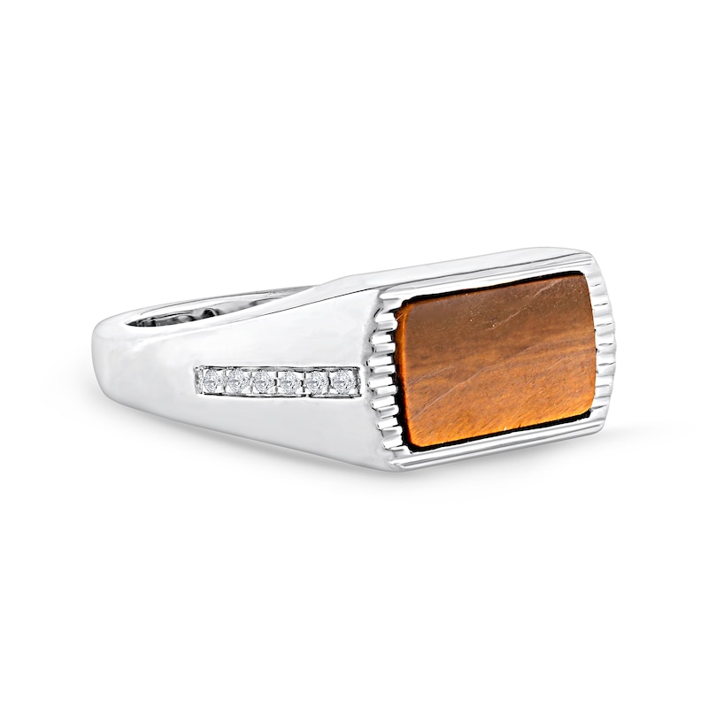 Tiger's Eye Quartz and 0.085 CT. T.W. Certified Lab-Grown Diamond Ring in Sterling Silver  (F/VS2)