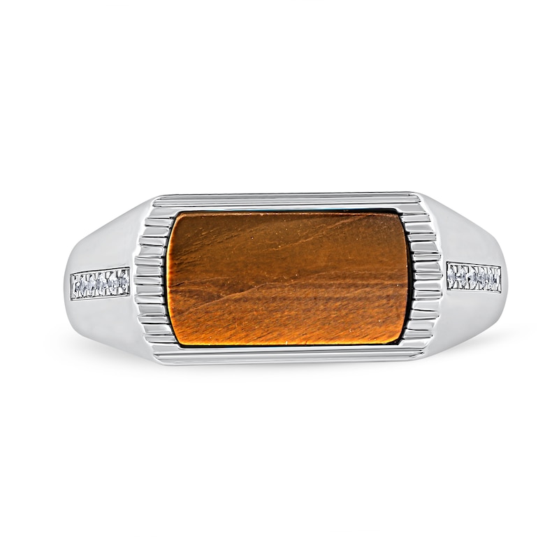 Tiger's Eye Quartz and 0.085 CT. T.W. Certified Lab-Grown Diamond Ring in Sterling Silver  (F/VS2)
