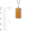 Thumbnail Image 2 of Cushion-Shaped Tiger's Eye Quartz and 0.18 CT. T.W. Lab-Grown Diamond Dog Tag Necklace in Sterling Silver (F/VS2) - 22"