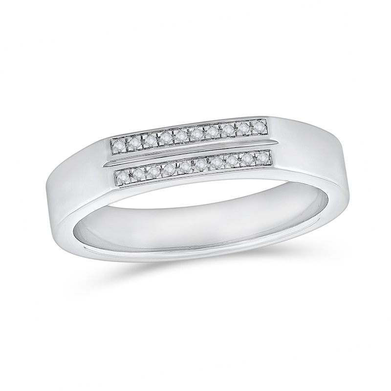 0.085 CT. T.W. Certified Lab-Grown Diamond Two-Row Ring in Sterling Silver (F/VS2)