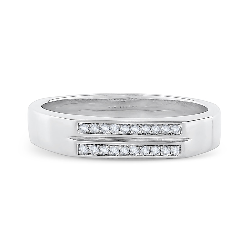 0.085 CT. T.W. Certified Lab-Grown Diamond Two-Row Ring in Sterling Silver (F/VS2)