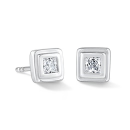 0.18 CT. T.W. Square-Cut Certified Lab-Grown Diamond Solitaire Stud Earrings in Sterling Silver (F/VS2)