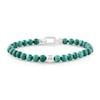 Thumbnail Image 1 of 6.0mm Malachite Bead and Lab-Grown Diamond Accent Bracelet in Sterling Silver - 8.25"