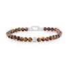 Thumbnail Image 1 of 6.0mm Tiger's Eye Quartz Bead and Lab-Grown Diamond Accent Bracelet in Sterling Silver (F/VS2) - 8.25"