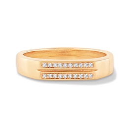 0.085 CT. T.W. Certified Lab-Grown Diamond Two-Row Ring in Sterling Silver with 14K Gold Plate (F/VS2)