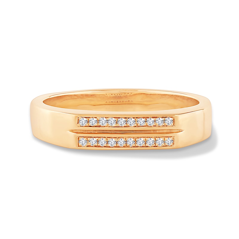 0.085 CT. T.W. Certified Lab-Grown Diamond Two-Row Ring in Sterling Silver with 14K Gold Plate (F/VS2)