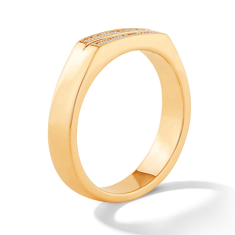0.085 CT. T.W. Certified Lab-Grown Diamond Two-Row Ring in Sterling Silver with 14K Gold Plate (F/VS2)