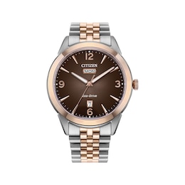 Men’s Citizen Eco-Drive® Dress Classic Rolan Two-Tone IP Watch with Brown Dial (Model: AW0156-57X)