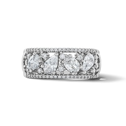1.50 CT. T.W. Oval and Pear-Shaped Certified Lab-Grown Diamond Fashion Ring in Sterling Silver (F/SI2)
